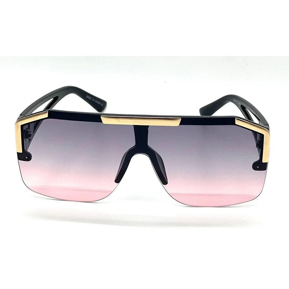 Sunglasses Fashion Designer Men Large Frame Rimless Hip Hop Rapper Stylish UV400